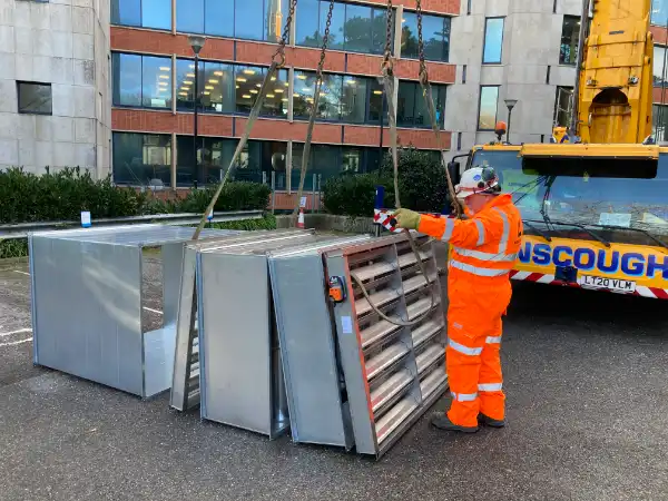 Mechanical ventilation ductwork on a live commercial site